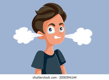 
Angry Teen Boy Vector Cartoon Illustration. Furious Male Adolescent Experiencing Anger And Frustration Going Through Puberty Years 
