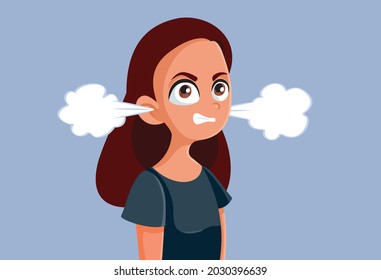 Angry Teen Girl Vector Cartoon Illustration. Furious female adolescent experiencing anger and frustration going through puberty years 
