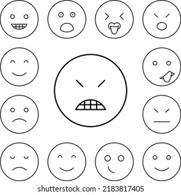 Angry, teeth, emotions icon in a collection with other items