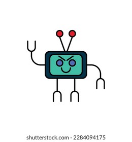 angry television character logo vector icon. Abstract graphic in simple flat illustration style.