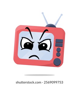 angry television mascot vector illustrations. fun and playful concept. hobby, interest, creative, entertainment, film, movie, industry and cinema themes