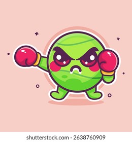 angry tennis ball character mascot playing boxing sport isolated cartoon