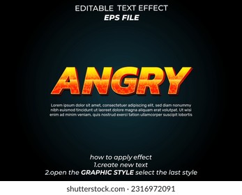 angry text effect, font editable, typography, 3d text. vector template