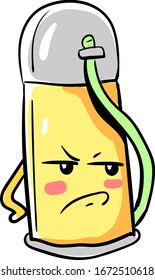 Angry thermos, illustration, vector on white background.