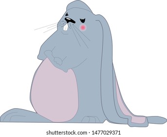 angry thick purple rabbit long-eared