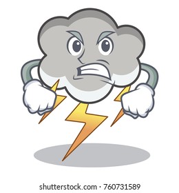 Angry thunder cloud character cartoon