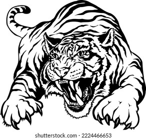 Angry Tiger Attacking Vector Illustration