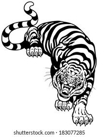 Traditional Japanese Tiger Tattoo Designchinese Tiger Stock Vector ...