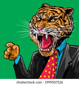 The angry tiger boss cartoon