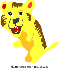 Angry Tiger Cartoon einzeln auf Vektorgrafik