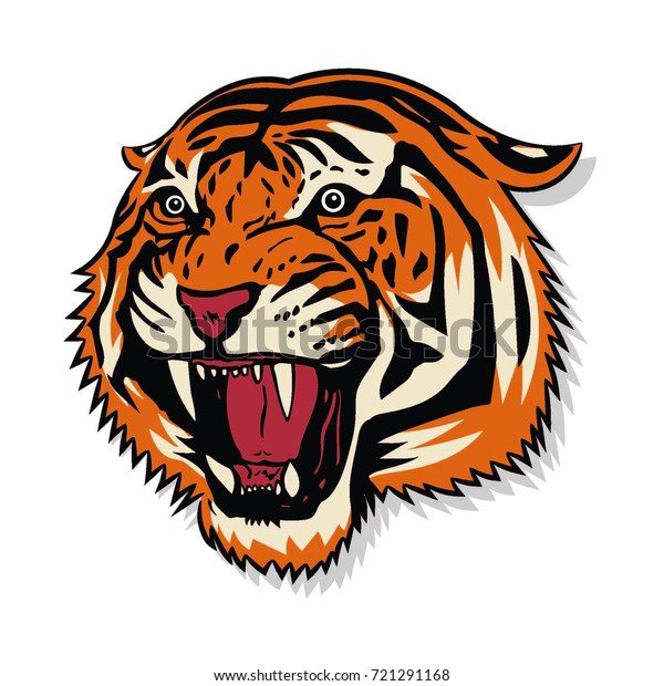 Download Angry Tiger Face Stock Vector (Royalty Free) 721291168