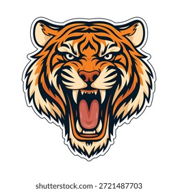 Cartoon de rosto de tigre irritado, Ilustração de cabeça de tigre rugido