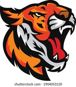 angry tiger face. Tiger head silhouette, vector. tiger head in detailed style
