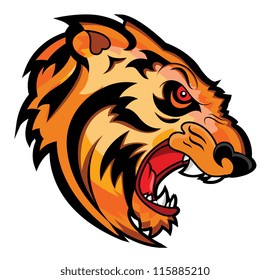 Angry Tiger Face Mascot Vector Tattoo