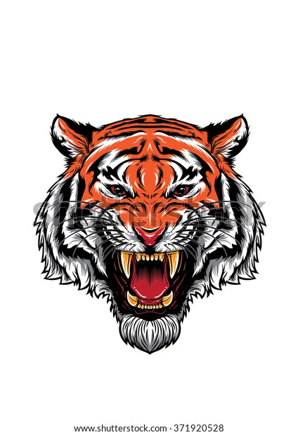 Angry Tiger Face Roaring Stock Vector (Royalty Free) 371920528