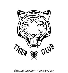 Angry tiger face. Vector illustration.