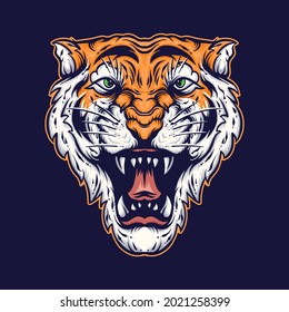 angry tiger face vector illustration