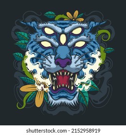 angry tiger face vector illustration