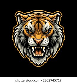 Angry tiger face. Vector illustration