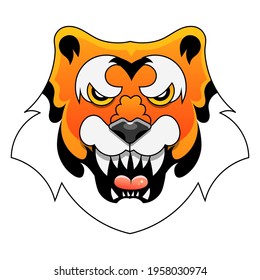 angry tiger face Vector Sign for print, in comics, Fashion, pop art