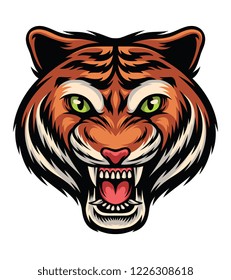 angry tiger face with white background. vector illustration