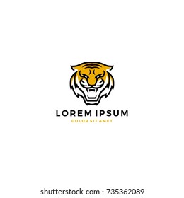 angry tiger head face logo vector icon template color