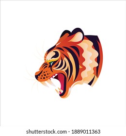 angry tiger head graphic illustration on a white background