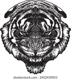Angry Tiger Head Illustration Vector