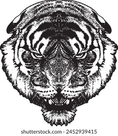 Cabeza de tigre enojado ilustración Vector
