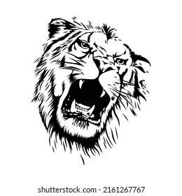 Angry Tiger Head For Logo Design Or T shirt Design, Tiger Head Illustration