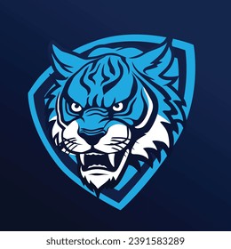 The angry tiger head logo design is suitable for clubs, squads or sports 