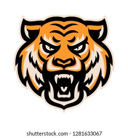 Angry tiger head logo mascot template vector illustration