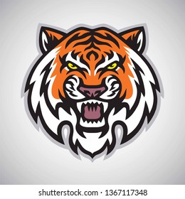 Angry Tiger Head Logo Vector Mascot Illustration 