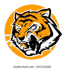 angry tiger head mascot