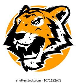 angry tiger head mascot