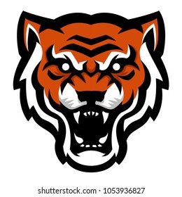 Tiger Head Logo Mascot On White Stock Vector (Royalty Free) 388757002 ...