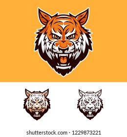 Angry Tiger Head Mascot Logo