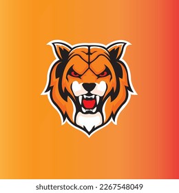 angry tiger head mascot logo vector illustration