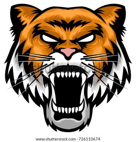 Angry Tiger Head mascot logo and symbol