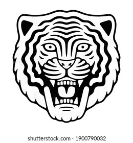 Angry tiger head. Retro mascot logo.