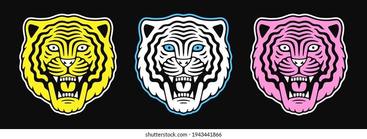 Angry tiger head. Retro mascot logo.