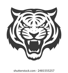 Angry Tiger Head Silhouette Artwork