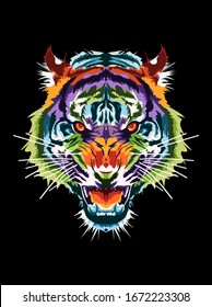 angry tiger head vector colorful pop art