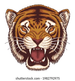Enfado de tigre enojado Ilustración vectorial para su empresa o marca