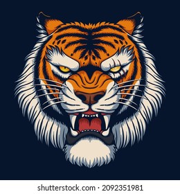 Angry tiger head vector illustration for your company or brand
