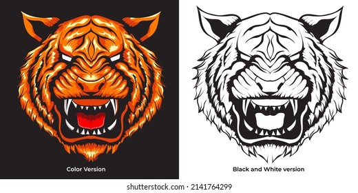 angry tiger head vector illustration