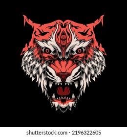 Angry tiger head vector illustration