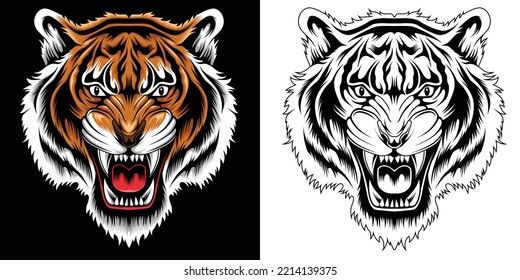 angry tiger head vector illustration