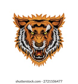 Ilustración vectorial de cabeza de tigre enojado para el logotipo de la mascota