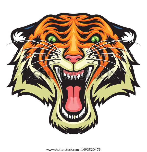 Angry Tiger Head Vector Illustration Stock Vector (Royalty Free ...
